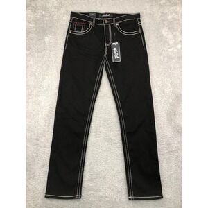 True Luck Jeans Mens 34x32 (Tag 32x32) Black NWT Straight Stretch Flap Pockets